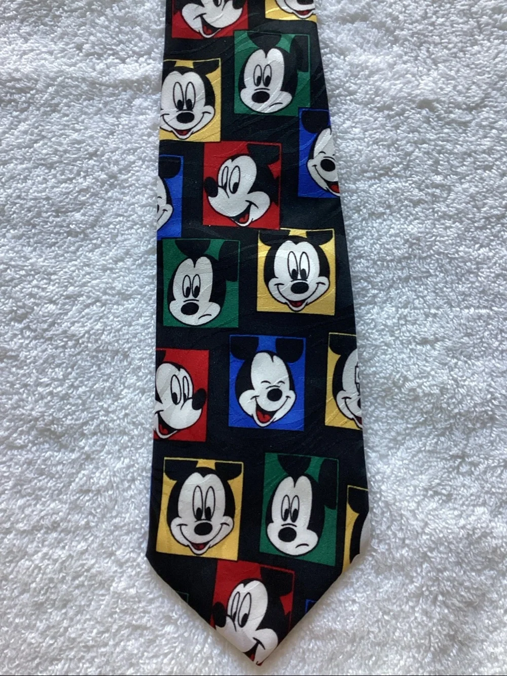 Hot Cakes Mickey Mouse Multicolor Cartoon Square Pattern Tie